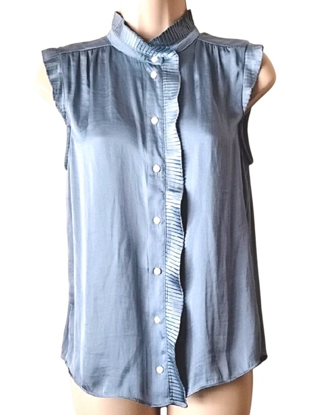 Banana Republic Sleeveless Pleated Blouse XS Blue